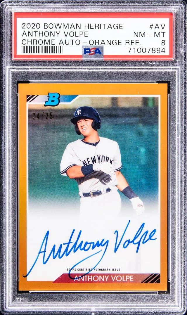 2020 Bowman Anthony Volpe Heritage Chrome Autograph - Orange Refractor #AV card image