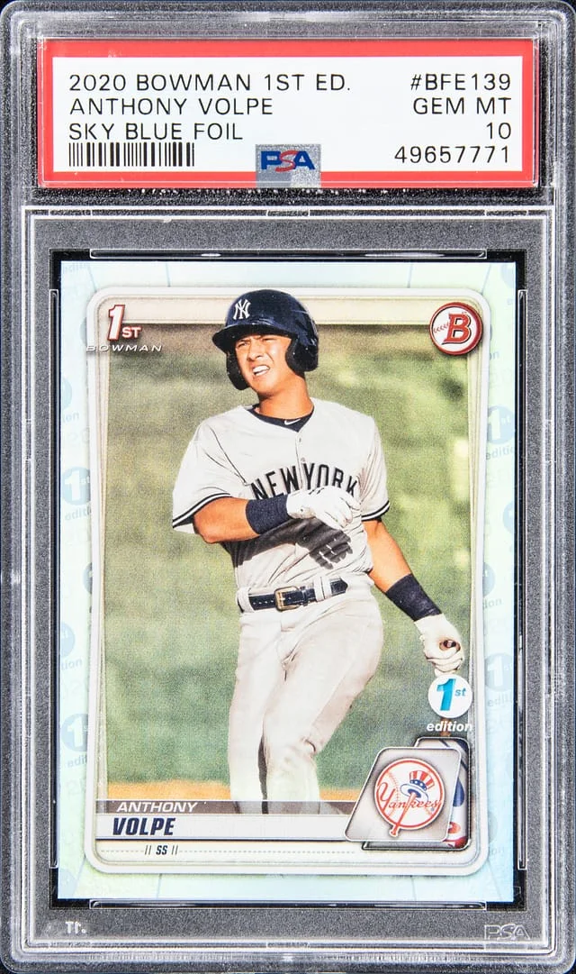 2020 Bowman Anthony Volpe 1st Edition Sky Blue Foil #BFE-139 card image