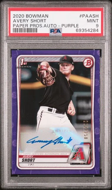 2020 Bowman Avery Short Paper Prospect Autographs Purple #PA-ASH card image