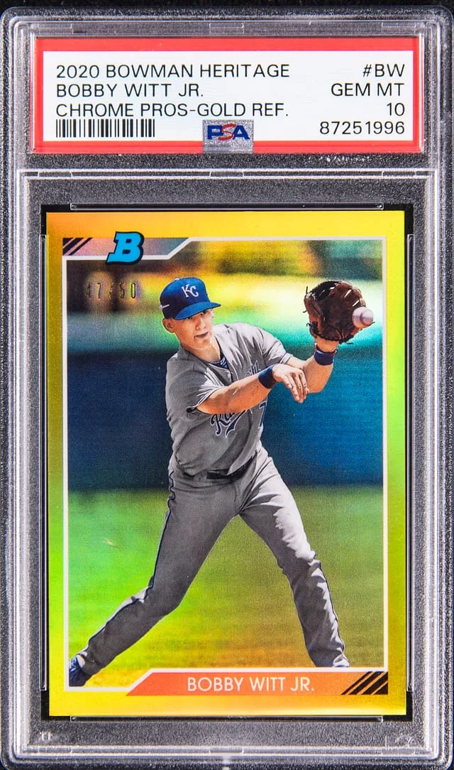 2020 Bowman Bobby Witt Jr. Heritage Chrome Prospects Blue Refractor #92CP-BW card image