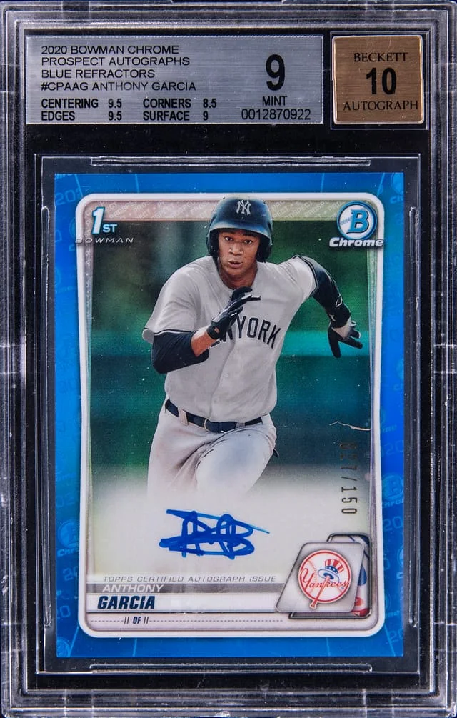 2020 Bowman Chrome Anthony Garcia Prospect Autographs Blue Refractors #CPA-AG card image