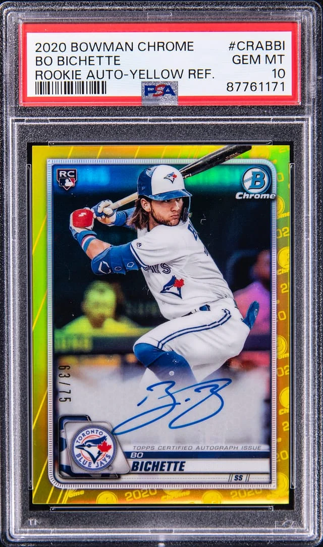 2020 Bowman Chrome Bo Bichette Autograph Yellow Refractor #CRA-BBI card image