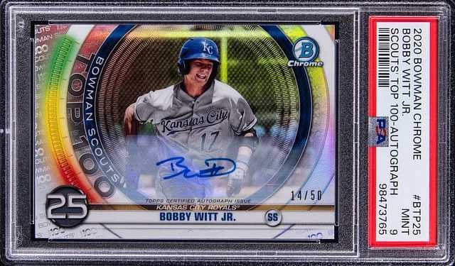 2020 Bowman Chrome Bobby Witt Jr. Scouts' Top 100 Autograph #BTP-25 card image