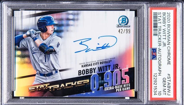 2020 Bowman Chrome Bobby Witt Jr. Stat Tracker Autograph #STA-BWJ card image