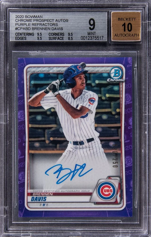 2020 Bowman Chrome Brennen Davis Prospect Autograph Refractor #CPA-BD card image