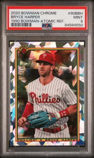 2020 Bowman Chrome Bryce Harper 1990 Bowman Atomic Refractor #90BBH card image