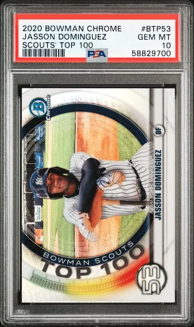 2020 Bowman Chrome Btp53 Jasson Dominguez Scouts' Top #100 card image