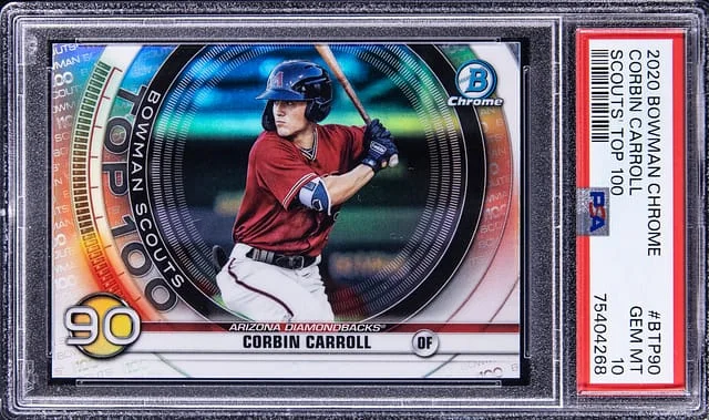 2020 Bowman Chrome Corbin Carroll Scouts Top 100 #BTP90 card image