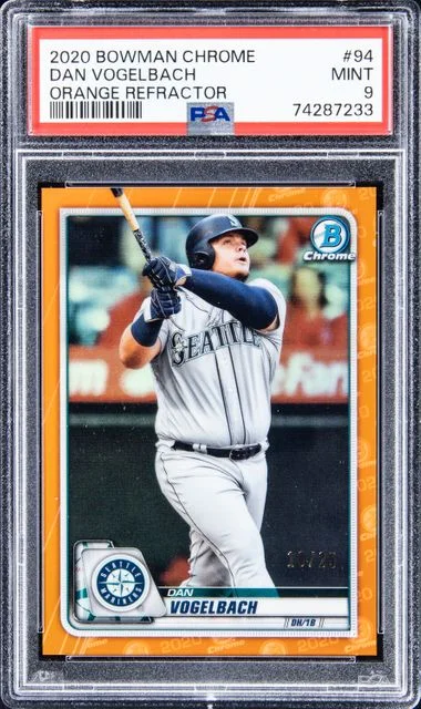 2020 Bowman Chrome Dan Vogelbach Orange Refractor #94 card image