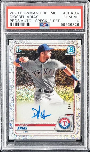 2020 Bowman Chrome Diosbel Arias Prospect Autographs Speckle Refractor #CPADA card image