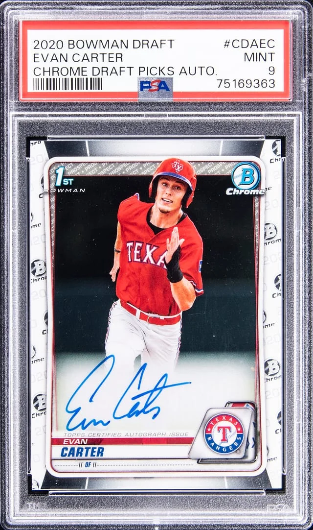 2020 Bowman Chrome Draft Evan Carter Picks Autograph #CDA-EC card image