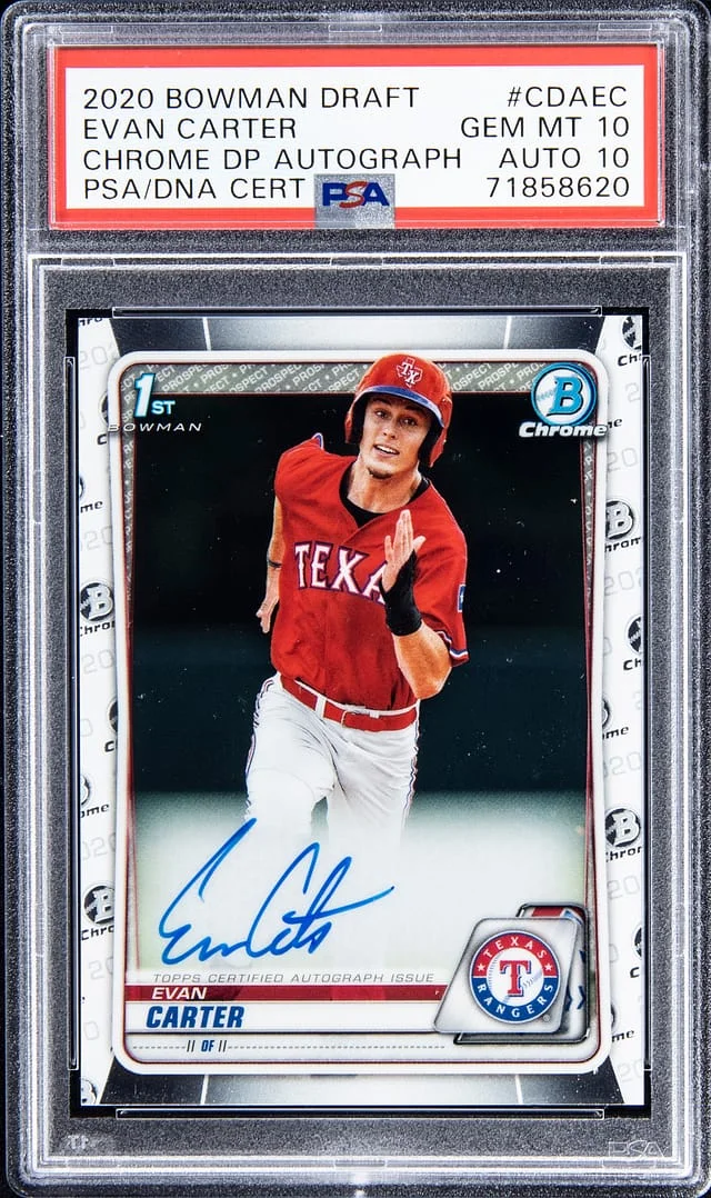 2020 Bowman Chrome Draft Evan Carter Pick Autographs #CDAEC card image