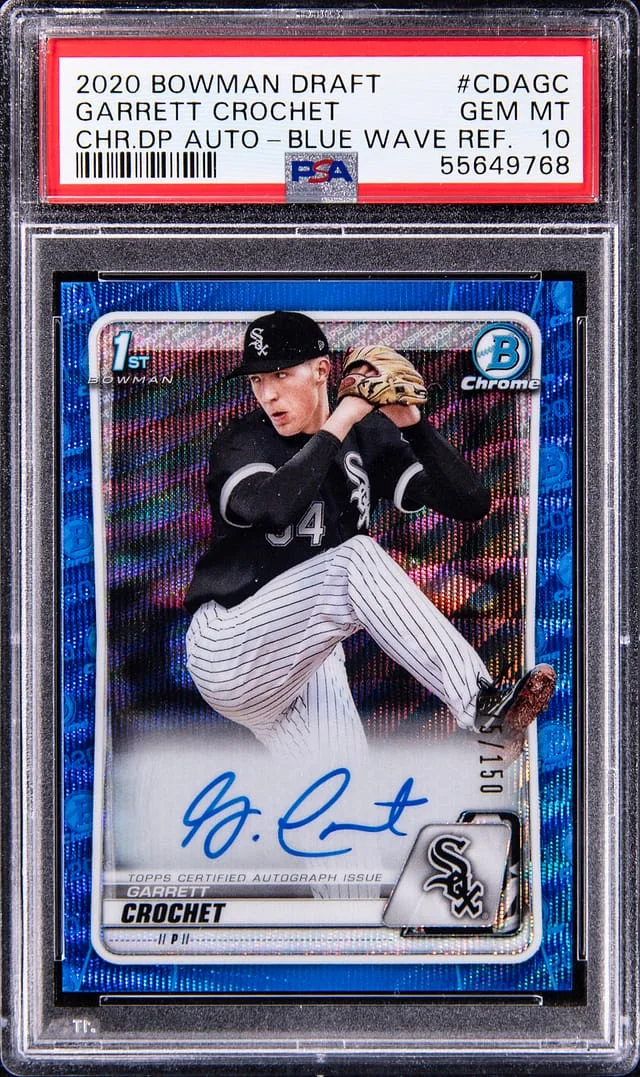 2020 Bowman Chrome Draft Garret Crochet Picks Autograph Blue Wave #CDA-GC card image