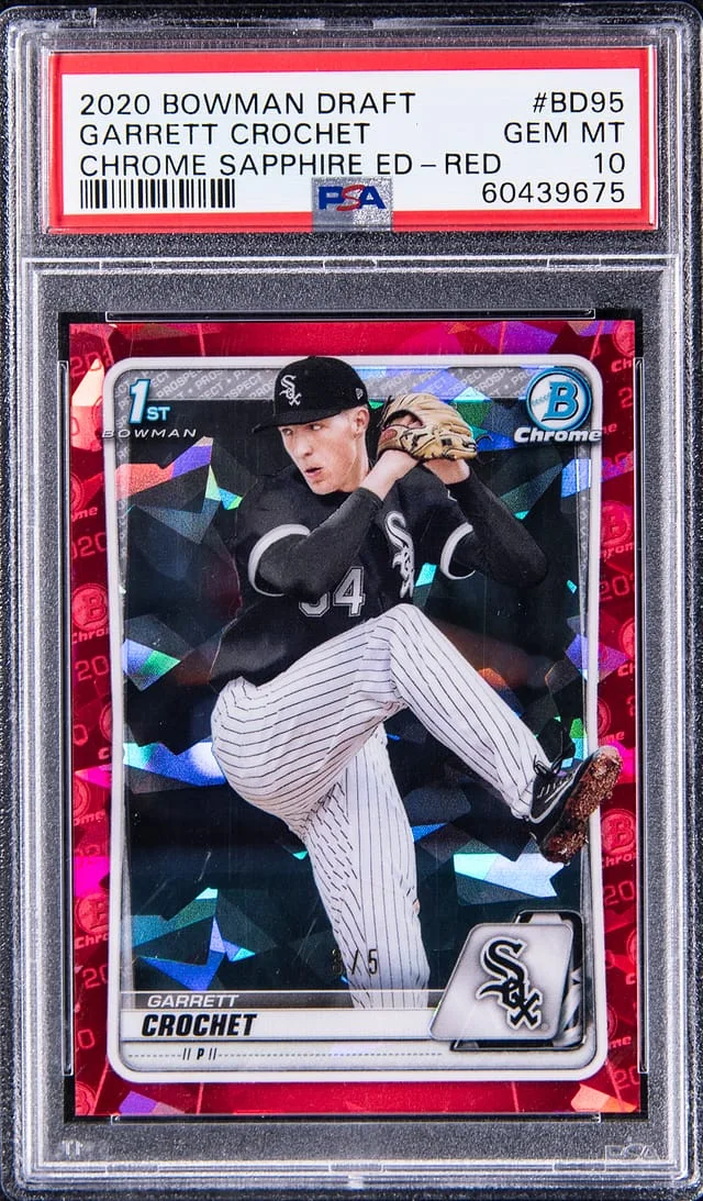 2020 Bowman Chrome Draft Garrett Crochet Sapphire Edition Red #BD-95 card image
