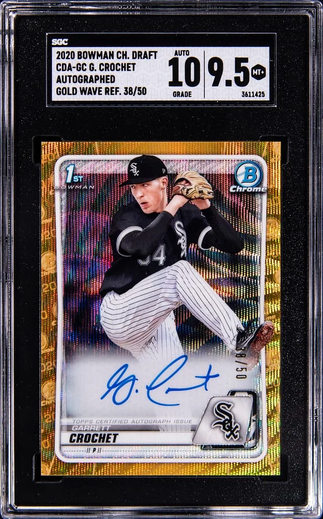 2020 Bowman Chrome Draft Garrett Crochet Autograph Black Refractor #CDA-GC card image