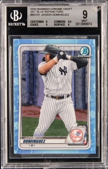2020 Bowman Chrome Draft Jasson Dominguez Sky Blue Refractors #BD-151 card image