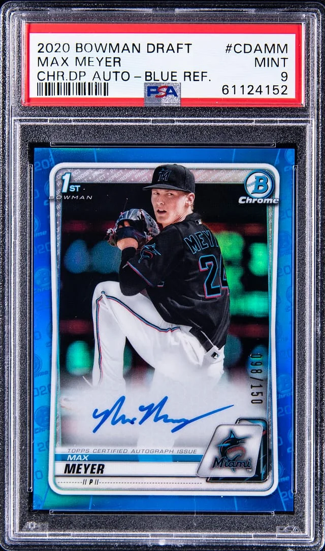 2020 Bowman Chrome Draft Max Meyer Picks Autograph Blue Refractor #CDAMM card image