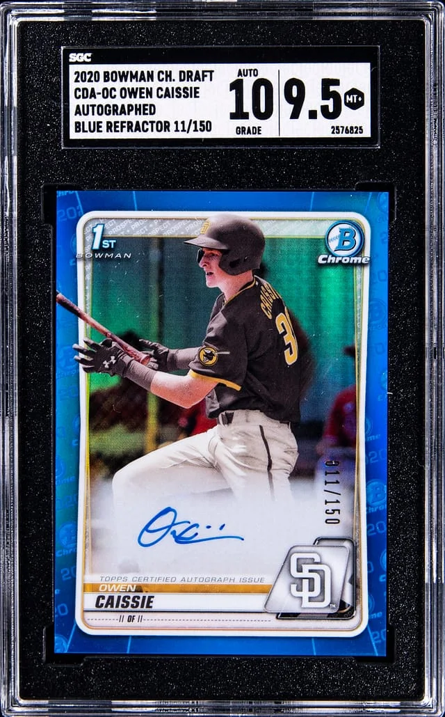 2020 Bowman Chrome Draft Owen Caissie Autograph Green Refractor #CDA-OC card image