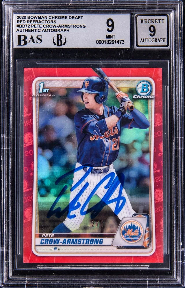 2020 Bowman Chrome Draft Pete Crow-Armstrong Red Refractor Autograph #BD-72 card image