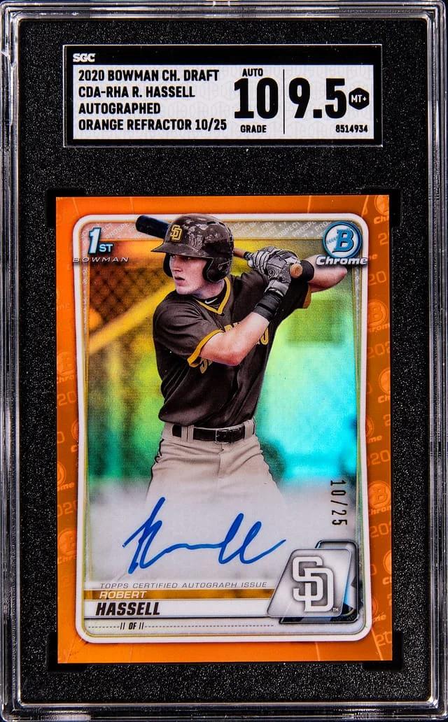 2020 Bowman Chrome Draft Robert Hassell Autographed Orange ReFractor #CDA-RHA card image