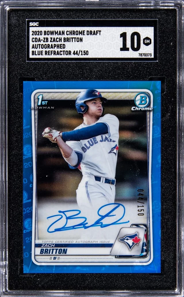 2020 Bowman Chrome Draft Zach Britton Blue Refractor #CDA-ZB card image