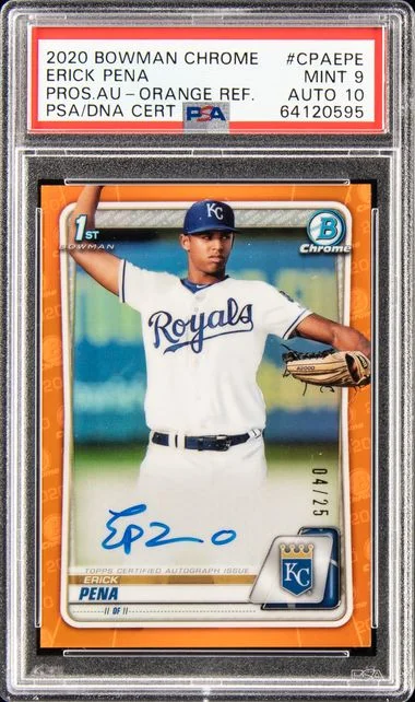 2020 Bowman Chrome Erick Pena Prospect Autographs Orange Refractor #CPA-EPE card image