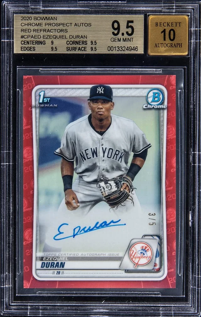 2020 Bowman Chrome Ezequiel Duran Prospect Autographs Red Refractor #CPA-ED card image