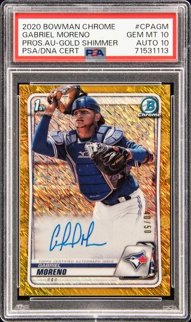 2020 Bowman Chrome Gabriel Moreno Prospect Autographs Gold Shimmer #CPA-GM card image