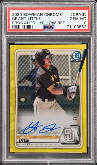 2020 Bowman Chrome Grant Little Prospect Autographs Yellow Refractor #CPAGL card image