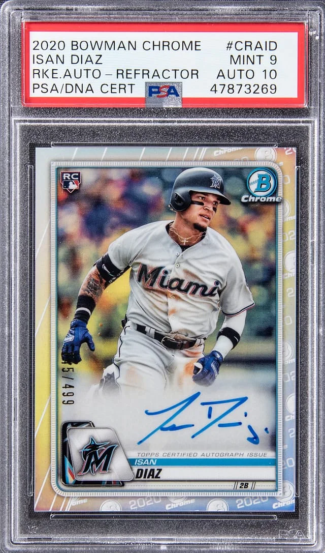 2020 Bowman Chrome Isan Diaz Autograph Refractor #CRA-ID card image