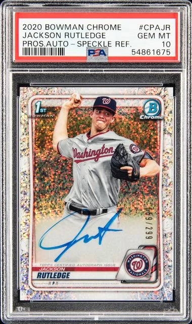 2020 Bowman Chrome Jackson Rutledge Prospect Autographs Speckle Refractor #CPA-JR card image