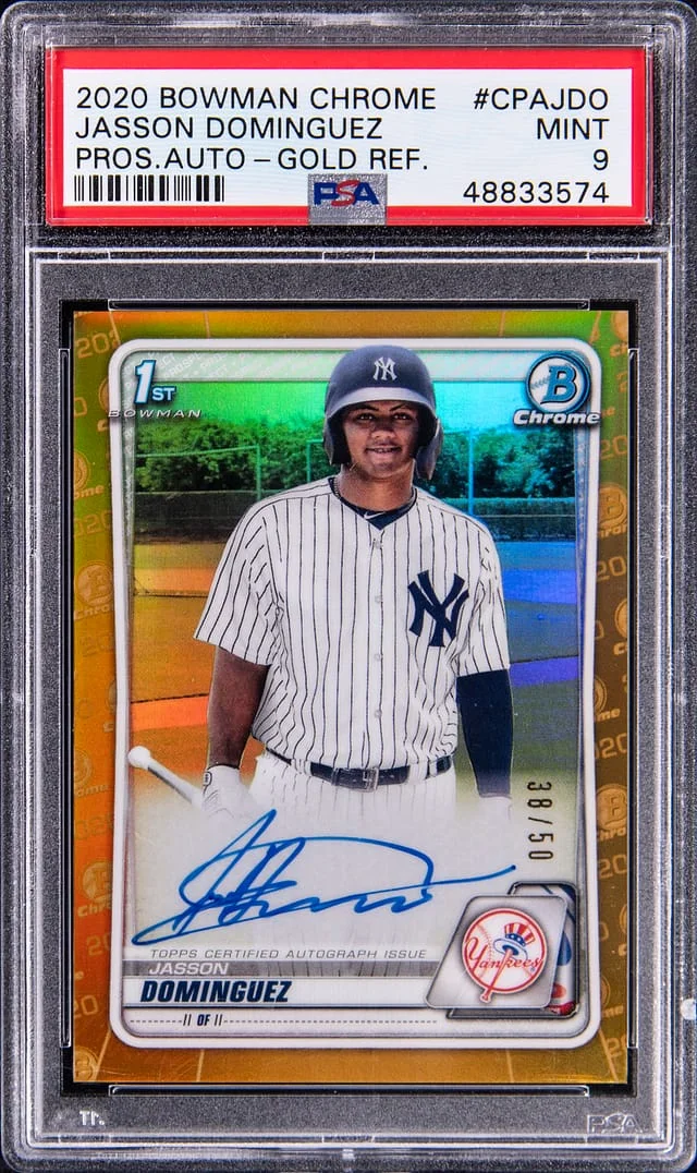 2020 Bowman Chrome Jasson Dominguez Prospect Autographs Orange Shimmer Refractor #CPA-JDO card image
