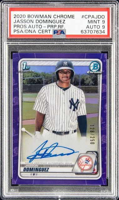 2020 Bowman Chrome Jasson Dominguez Prospect Autographs Purple Refractor #CPA-JDP card image