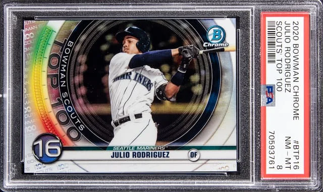 2020 Bowman Chrome Julio Rodriguez Scouts Top 100 #BTP-16 card image
