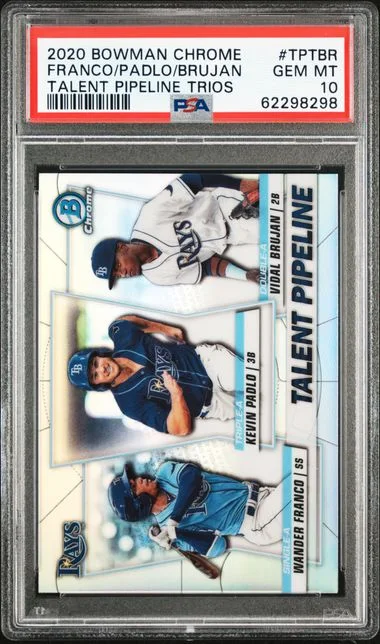 2020 Bowman Chrome Kevin Padlo/Vidal Brujan/Wander Franco Talent Pipeline Trios #TPTBR card image