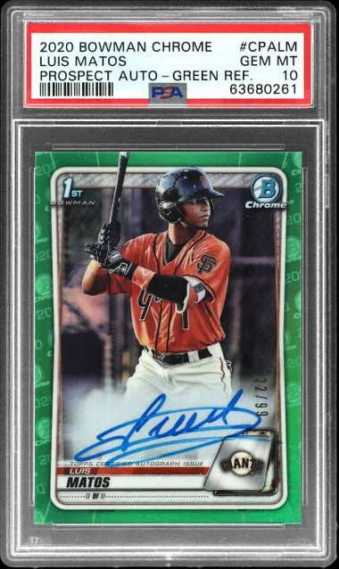 2020 Bowman Chrome Luis Matos Prospect Autographs Refractor #CPALM card image