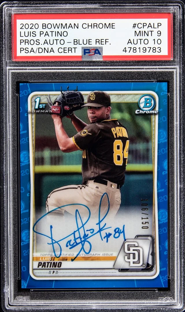 2020 Bowman Chrome Luis Patino Prospect Autographs Blue Refractor #CPALP card image
