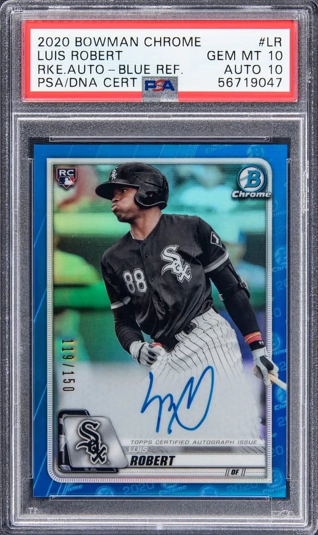 2020 Bowman Chrome Luis Robert Autograph Blue Refractor #CRA-LR card image