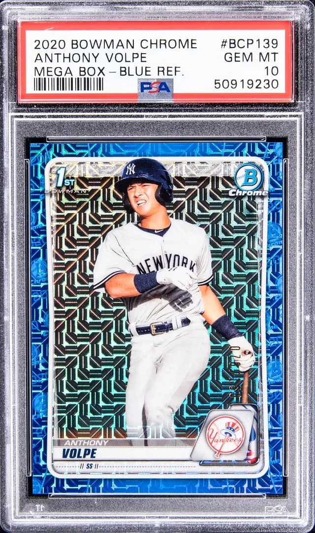 2020 Bowman Chrome Mega Box Anthony Volpe Blue Refractor #BCP139 card image