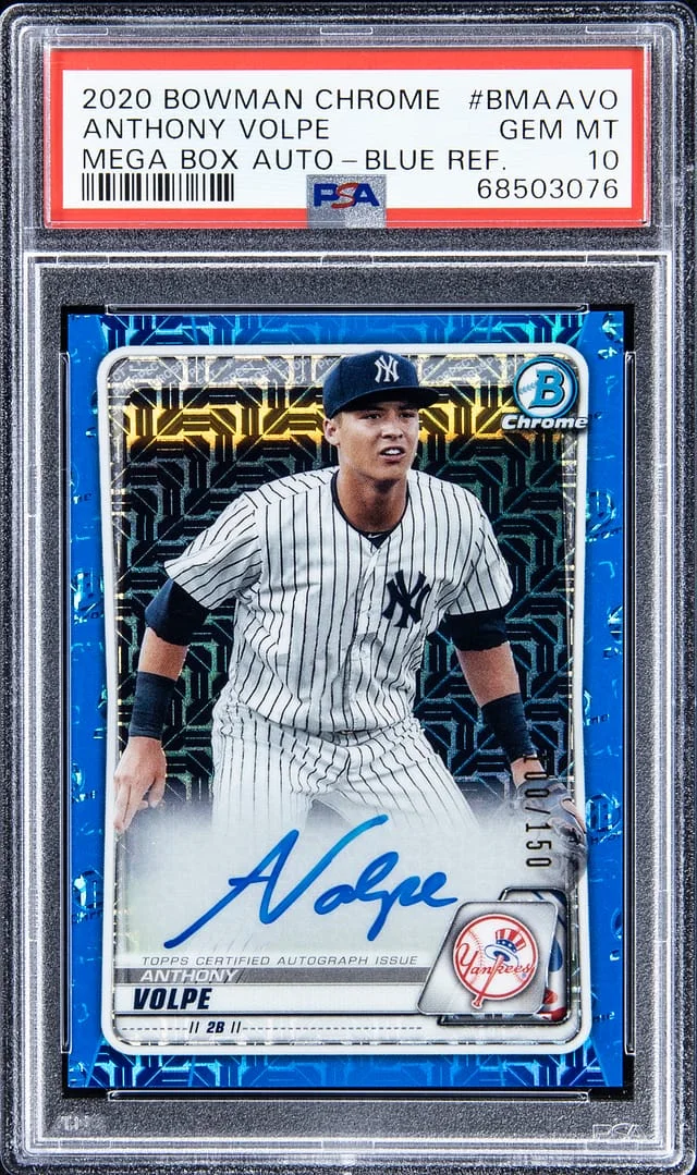 2020 Bowman Chrome Mega Box Anthony Volpe Autograph - Blue Refractor #BMAAVO card image