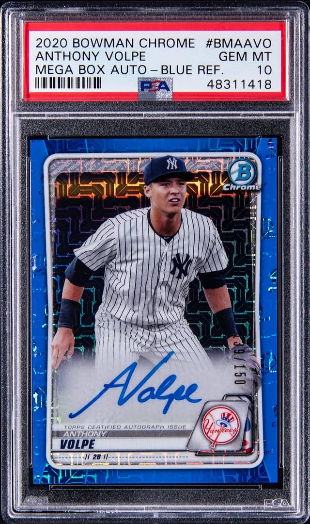 2020 Bowman Chrome Mega Box Anthony Volpe Autograph Blue Refractor #BMV-AVO card image