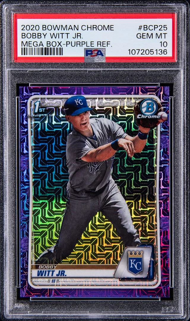 2020 Bowman Chrome Mega Box Bobby Witt Purple Refractor #BCP-25 card image