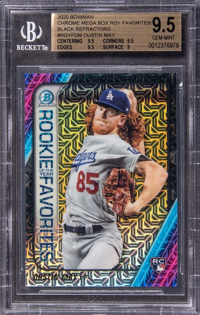 2020 Bowman Chrome Mega Box Dustin May ROY Favorites #ROYF-DM card image