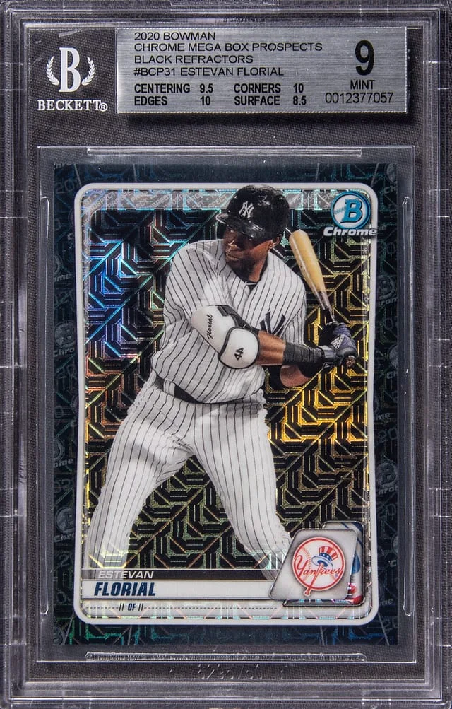 2020 Bowman Chrome Mega Box Estevan Florial Prospects Black Refractor #BCP-31 card image