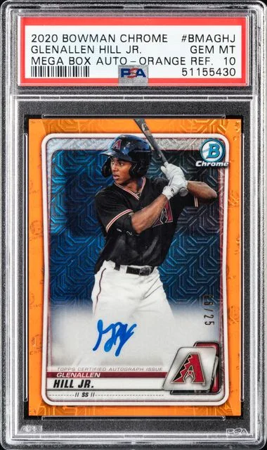 2020 Bowman Chrome Mega Box Glenallen Hill Jr. Autographs Orange Refractor #BMAGHJ card image
