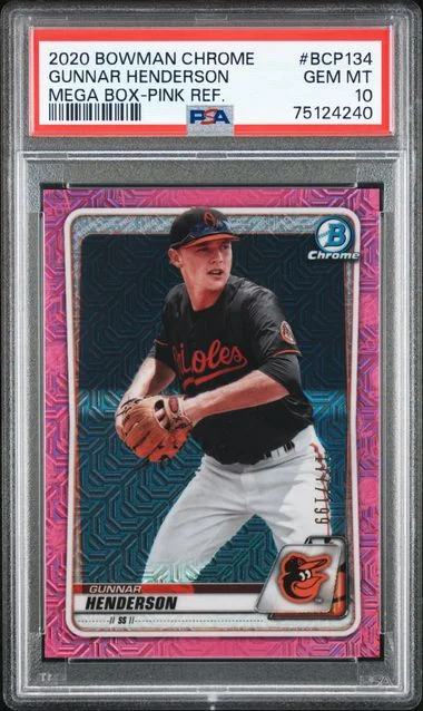 2020 Bowman Chrome Mega Box Gunnar Henderson Pink Refractor #Bcp134 card image