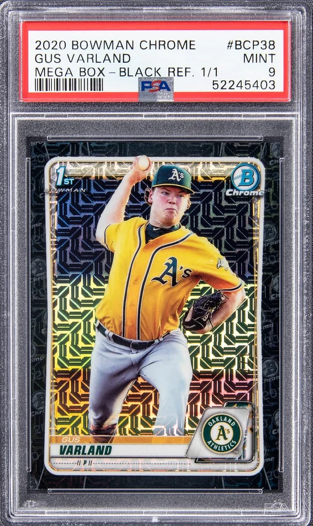 2020 Bowman Chrome Mega Box Gus Varland Black Refractor #BCP-38 card image