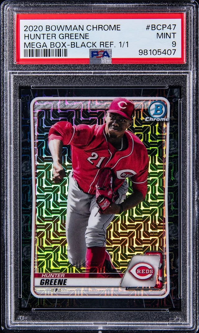2020 Bowman Chrome Mega Box Hunter Greene Black Refractor #BCP-47 card image