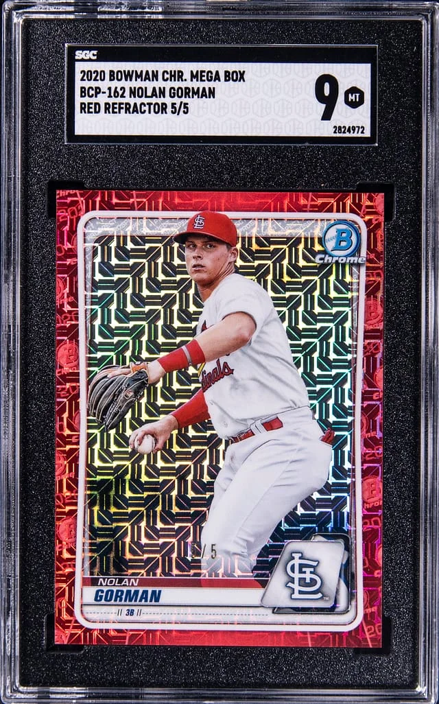 2020 Bowman Chrome Mega Box Nolan Gorman Red Refractor #BCP162 card image