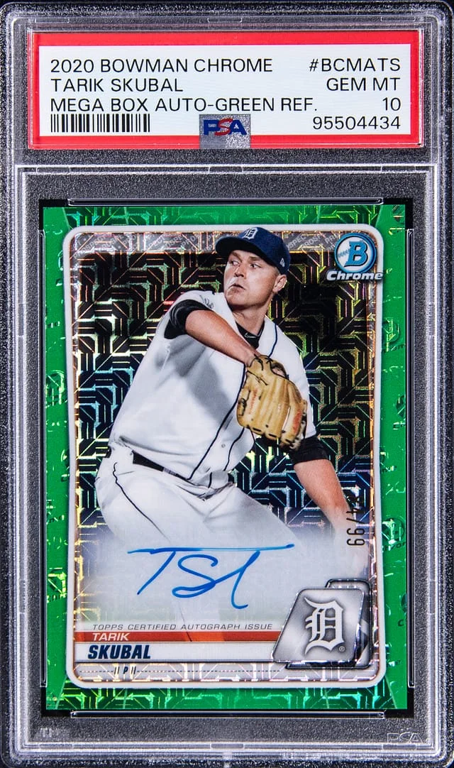 2020 Bowman Chrome Mega Box Tarik Skubal Autograph Green Refractor #BCMATS card image